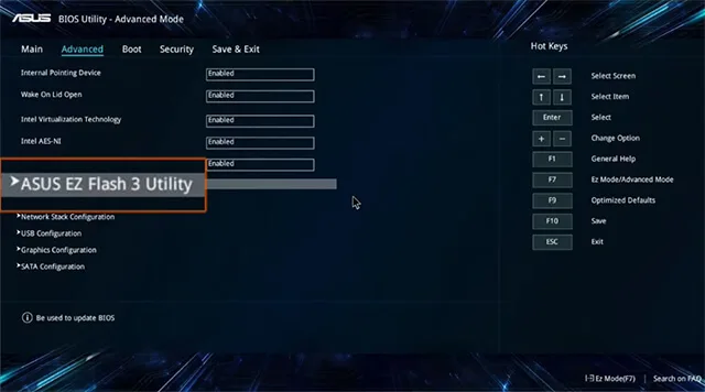 آپدیت از طریق ez flash utility